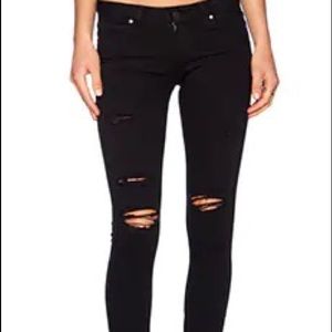 Paige Verdugo Ultra Skinny Distressed Jeans in black, Size 26